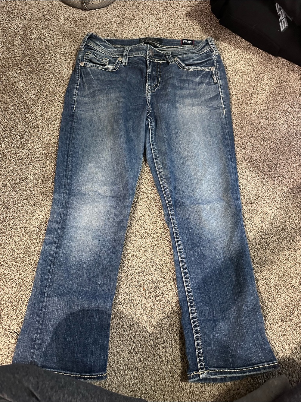 Silver Jeans Women's Faded Blue Bootcut Capris